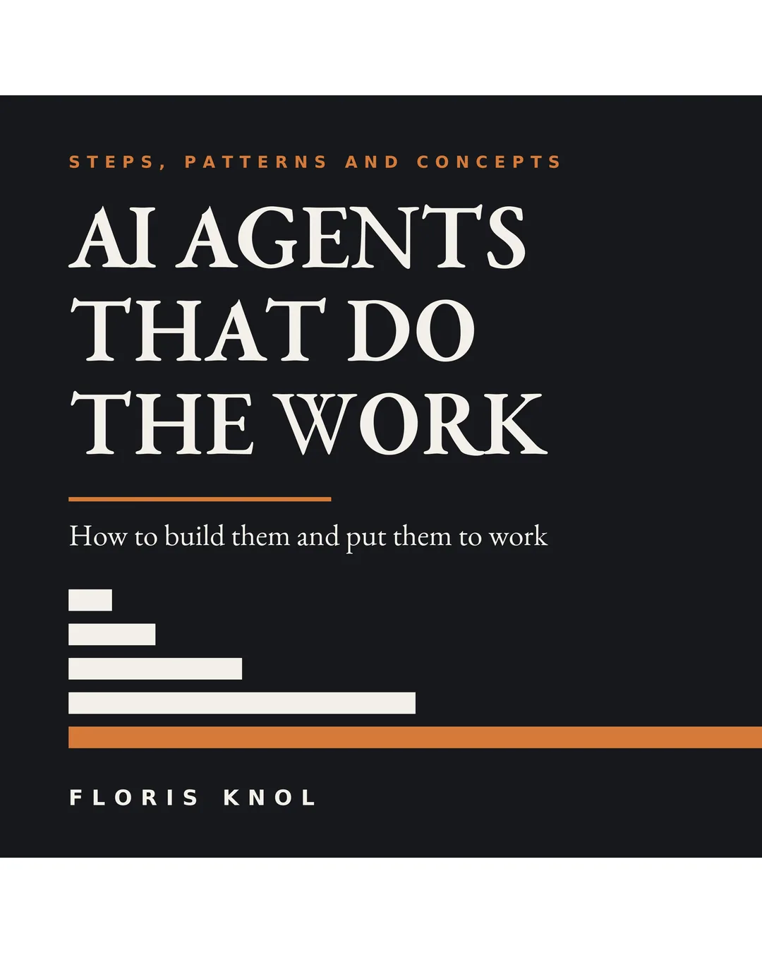 De vierkante omslag van het audioboek AI Agents That Do The Work, gecentreerd op een witte achtergrond.